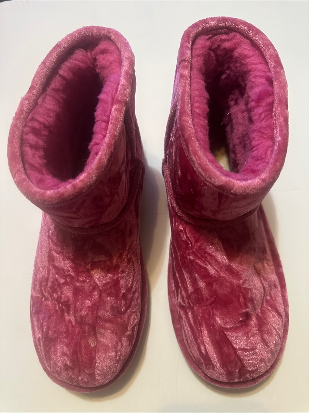 Women's KIDS UGG Plush Fuchsia Cozy Boots lined Cotton Fur SIZE 5 USA